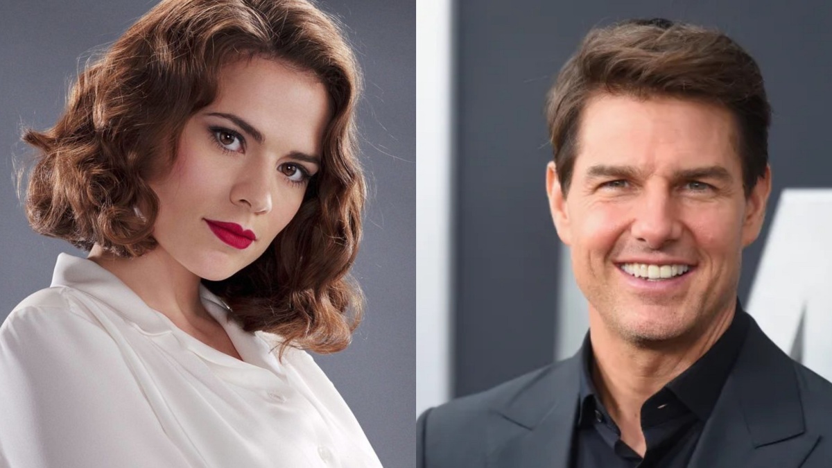 Tom Cruise y Hayley Atwell a lo alto de un tren en el rodaje de Mission: Impossible 7